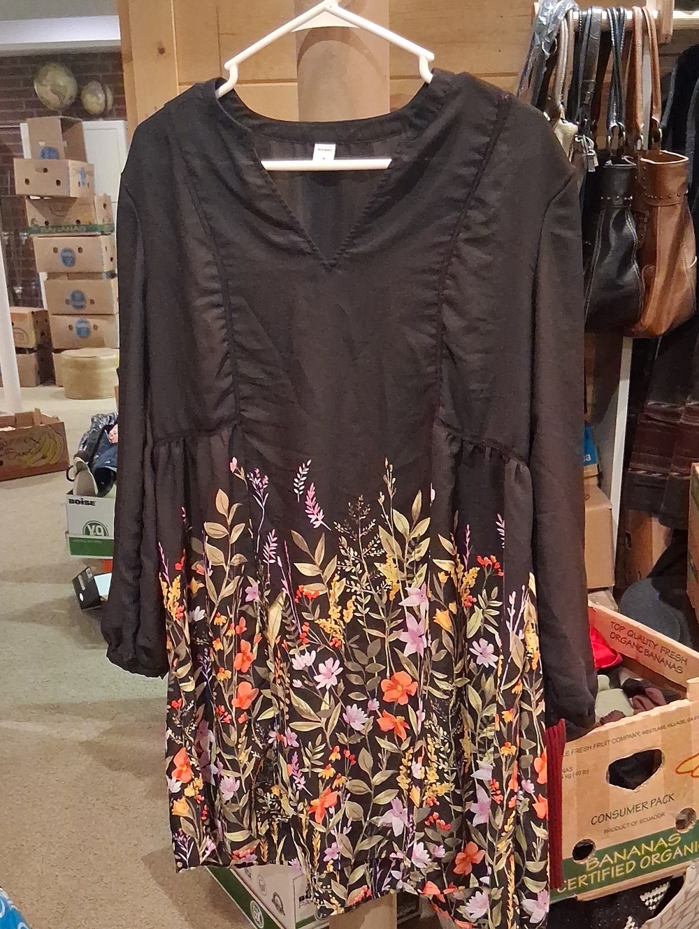 Old Navy Dress Black And Floral Babydoll Dress